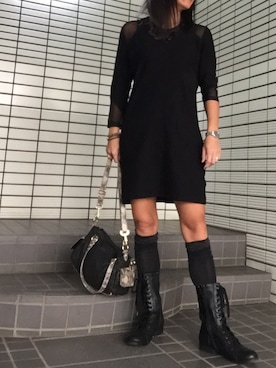 「アラフィフスタイル」｜「アイテム（ブーツ）」を使った、LUCCAさん（レディース・164cm）の秋コーディネート