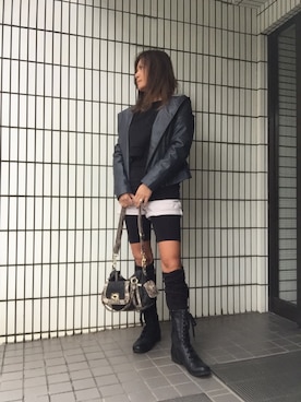 「アラフィフスタイル」｜「アイテム（ライダースジャケット）」を使った、LUCCAさん（レディース・164cm）の秋コーディネート