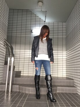 「アラフィフスタイル」｜「アイテム（ライダースジャケット）」を使った、LUCCAさん（レディース・164cm）の秋コーディネート