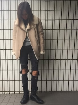 「アラフィフスタイル」｜「アイテム（ブルゾン）」を使った、LUCCAさん（レディース・164cm）の冬コーディネート