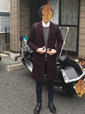 「A.P.C.（アーペーセー）のアイテム（その他シューズ）」を使った、Show Saotomeさん（メンズ・177cm）の冬コーディネート