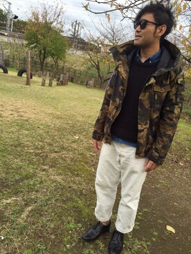 「Johnbull Private labo（ジョンブルプライベートラボ）のアイテム（カーゴパンツ）」を使った、takuさん（メンズ・174cm）の秋コーディネート
