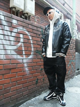 yozzyさんの「avirex/アヴィレックス/帽子/AVIREX×NEW ERA　“AVIREX”LOGO　CAP/アヴィレックス×ニューエラ“AVIREX”ロゴ　キャップ」を使ったコーディネート