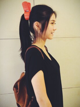 「UNI；QUE（ユニーク）のアイテム」を使った、Charlotteさん（レディース・165cm）の夏コーディネート