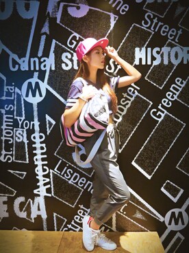 「Jack Willsのアイテム（バッグ）」を使った、Charlotteさん（レディース・165cm）の夏コーディネート