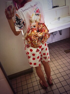 「帯」｜「アイテム（Tシャツ/カットソー）」を使った、minoriheyさん（レディース・157cm）の夏コーディネート