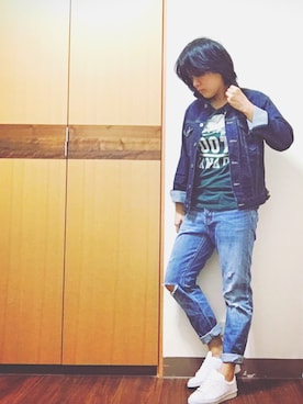 「アイテム（ネクタイ、グリーン系）」を使った、C.V.さん（レディース・165cm）の秋コーディネート