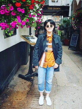 「mode」｜「アイテム（トレンチコート）」を使った、C.V.さん（レディース・165cm）の秋コーディネート