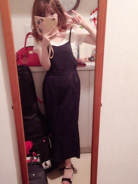 「GRL（グレイル）のアイテム（つなぎ/オールインワン、ブルー系）」を使った、💚M💜she/themさん（レディース・158cm）の夏コーディネート
