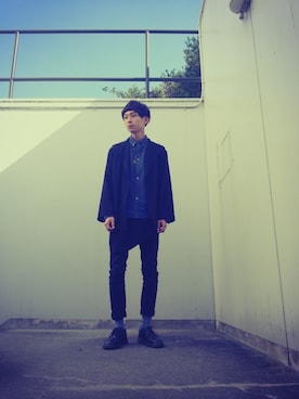 「Yohji Yamamoto（ヨウジヤマモト）のアイテム（ダウンジャケット/コート）」を使った、ゆめ吉さん（メンズ・170cm）の秋コーディネート