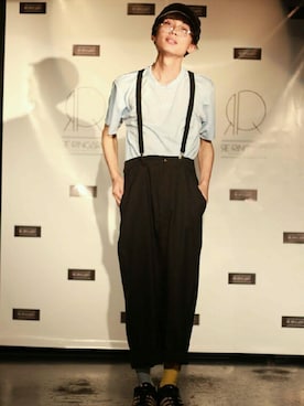 「カラーTシャツ」｜「アイテム（スラックス）」を使った、ゆめ吉さん（メンズ・170cm）の夏コーディネート