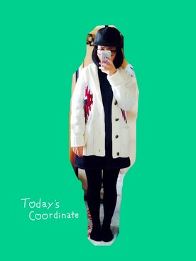 「キャップ×メガネ」｜「アイテム（その他アウター）」を使った、NANAEさん（レディース・154cm）の冬コーディネート