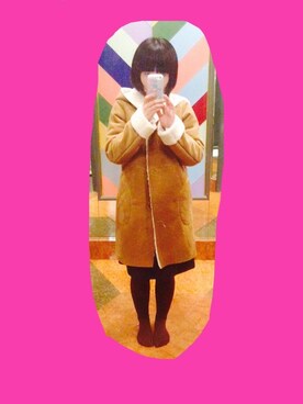 「studio CLIP（スタディオクリップ）のアイテム（ムートンコート）」を使った、NANAEさん（レディース・154cm）の冬コーディネート