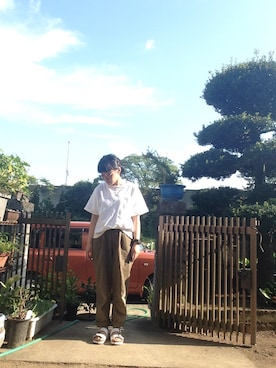 「べっこう柄」｜NANAEさん（レディース・155cm）の夏コーディネート
