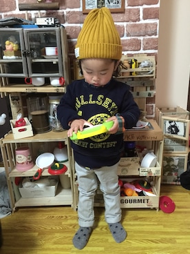 「グレーパンツ」｜ryuuuさん（キッズ・90cm）の冬コーディネート