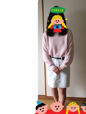 「デニムスカートINスタイル」｜A♡さん（レディース・160cm）の春コーディネート