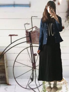 「バーバリー」｜「アイテム（デニムジャケット）」を使った、ayaさん（レディース・159cm）の春コーディネート