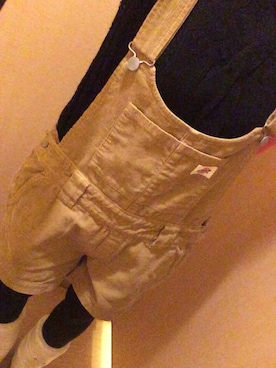 「Dickies（ディッキーズ）のアイテム（サロペット/オーバーオール、ベージュ系）」を使った、にぽぽさん（レディース・155cm）の冬コーディネート
