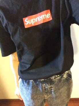 「Supreme （シュプリーム）のアイテム（Tシャツ/カットソー、ブラック系）」を使った、にぽぽさん（レディース・155cm）の夏コーディネート