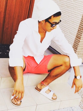 「UNIQLO（ユニクロ）のMEN ファインオックスフォードシャツ（長袖）（シャツ/ブラウス、ホワイト系）」を使った、MIZUKIさん（メンズ）の秋コーディネート