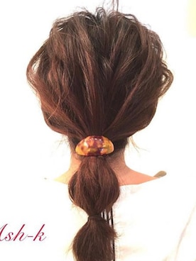 「アイテム（ヘアゴム）」を使った、T&E Officialさん（レディース・160cm）の春コーディネート