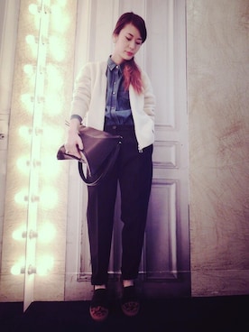 「DRIES VAN NOTEN（ドリスヴァンノッテン）のアイテム（パンツ）」を使った、g-GIEMAISONSTAFFさん（レディース・165cm）の秋コーディネート