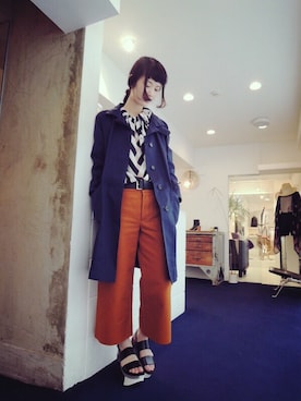 「MARNI（マルニ）のアイテム（ステンカラーコート）」を使った、g-GIEMAISONSTAFFさん（レディース・165cm）の冬コーディネート