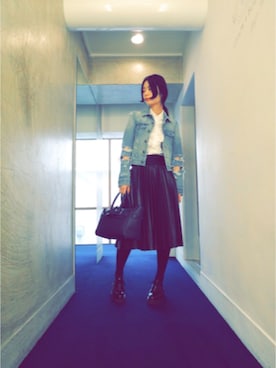 「SAINT LAURENT PARIS（サンローランパリ）のアイテム（ジャケット/アウター）」を使った、g-GIEMAISONSTAFFさん（レディース・165cm）の冬コーディネート