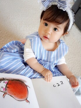 「petit main（プティマイン）のアイテム（オールインワン・サロペット）」を使った、Hii-tanさん（レディース・70cm）の夏コーディネート