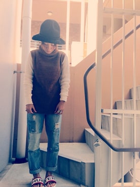 「superNova.（スーパーノヴァ）のアイテム（帽子）」を使った、akiさん（レディース・153cm）の秋コーディネート