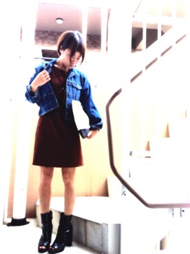 「Ameri（アメリ）のアイテム（デニムジャケット）」を使った、akiさん（レディース・153cm）の秋コーディネート