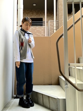 「マムジーンズ」｜akiさん（レディース・153cm）の冬コーディネート