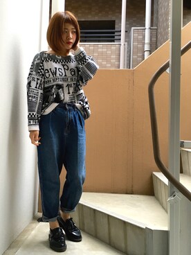 「マムジーンズ」｜akiさん（レディース・153cm）の春コーディネート