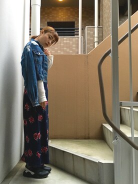 「Ameri（アメリ）のアイテム（デニムジャケット）」を使った、akiさん（レディース・153cm）の春コーディネート