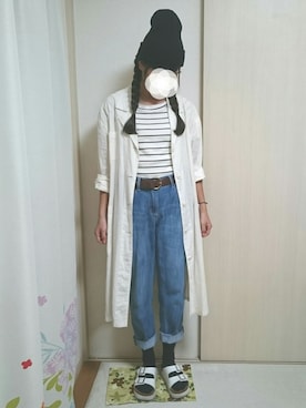 「ベルトサンダル」｜「アイテム（ジャケット/アウター）」を使った、h!tom!さん（レディース・161cm）の夏コーディネート