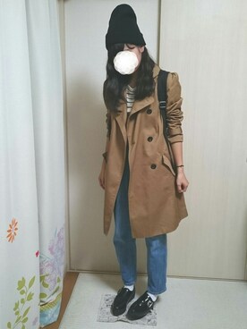「モンクシューズ」｜「アイテム（ジャケット/アウター）」を使った、h!tom!さん（レディース・161cm）の秋コーディネート