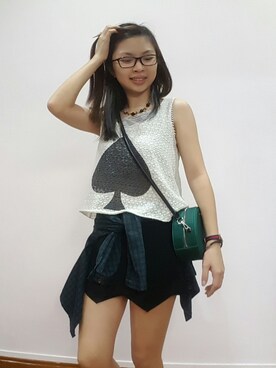 「アイテム（ボディバッグ/ウエストポーチ、グリーン系）」を使った、XCFさん（レディース・158cm）の春コーディネート