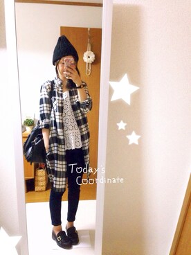 「ぺプラムトップス」｜「アイテム（ニットキャップ/ビーニー）」を使った、ni-ka☆さん（レディース・153cm）の秋コーディネート