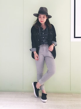 「ROPE' PICNIC（ロペピクニック）のアイテム（帽子）」を使った、Mukuさん（レディース・160cm）の夏コーディネート