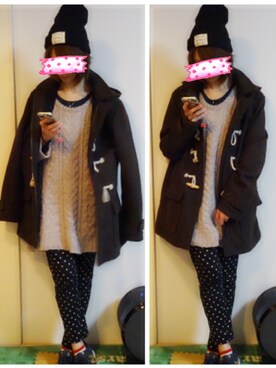 「ロング丈ダッフル」｜「アイテム（帽子）」を使った、puさん（レディース・160cm）の冬コーディネート