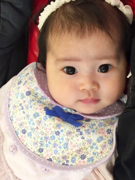 「アイテム（その他ベビー用品、パープル系）」を使った、R♡Rさん（キッズ・60cm）の夏コーディネート