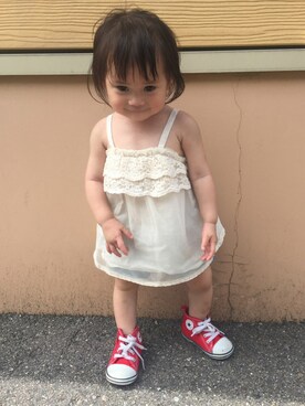 「アイテム（キャミソール、ベージュ系）」を使った、R♡Rさん（キッズ・80cm）の夏コーディネート