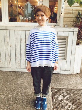 「アイテム（スニーカー）」を使った、欣欣さん（レディース・150cm）の冬コーディネート