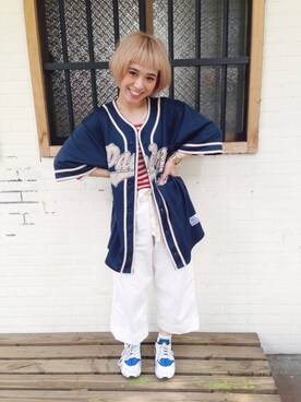 「アイテム（カーディガン/ボレロ）」を使った、欣欣さん（レディース・150cm）の夏コーディネート