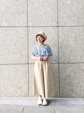 「アイテム（帽子）」を使った、欣欣さん（レディース・150cm）の春コーディネート