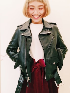 「TAIPEI」｜「アイテム（ダウンジャケット/コート）」を使った、欣欣さん（レディース・150cm）の秋コーディネート