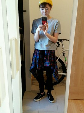 「LOWRYS FARM（ローリーズファーム）のUSAコットンポケTシャツショートスリーブ　561110（Tシャツ/カットソー、グレー系）」を使った、ＹＵ-ＫＩさん（レディース・162cm）の秋コーディネート