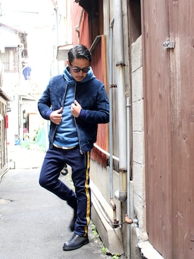 「ノーカラージャケット」｜「アイテム（ノーカラージャケット）」を使った、VANKERCLOSETさん（メンズ・165cm）の冬コーディネート