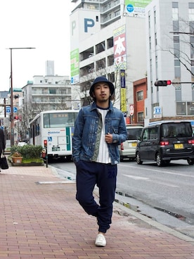 「HBNS（ハバノス）のアイテム（パンツ）」を使った、VANKERCLOSETさん（メンズ・168cm）の冬コーディネート