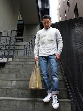 「HBNS（ハバノス）のアイテム（パンツ）」を使った、VANKERCLOSETさん（メンズ・165cm）の春コーディネート